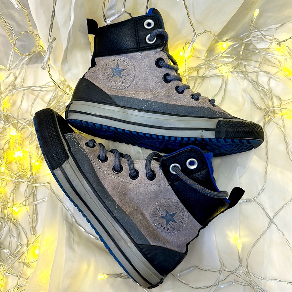 Leather grey converse, high tops boys